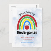 Farbenfroher Regenbogen Willkommen im Kindergarten Postkarte (Vorne/Hinten)