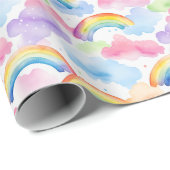 Farbenfroher Regenbogen, Wolke und Sternmuster Geschenkpapier (Rolleneckpunkt)