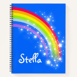 Farbenfroher Regenbogenblauer Himmel und Sternenhi Notizblock