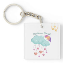 Farbenfroher Regenschirm mit Niedlichen Wolken