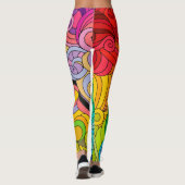 Farbenfroher Retro Blume Power der 60er Jahre Leggings (Rückseite)