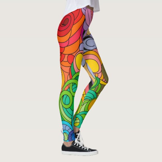 Farbenfroher Retro Blume Power der 60er Jahre Leggings (Rechts)