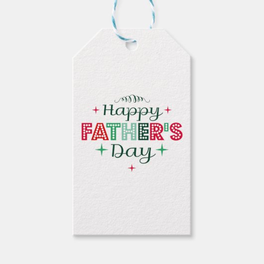 farbenfroher Retro glücklicher Vater Tag Geschenkanhänger (Vorderseite)