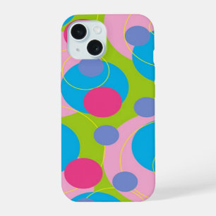 Farbenfroher Retro-Kreis-Punkte Candy Pink Funky G iPhone 15 Hülle