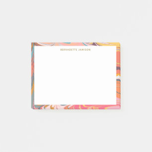 Farbenfroher Retro-Marmor-Wirbel personalisierter Post-it Klebezettel