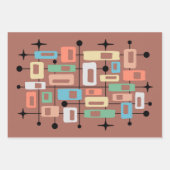 Farbenfroher Retro-Mid-Century-Modern-Atom-Abstrak Geschenkpapier Set (Vorderseite 3)