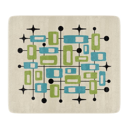 Farbenfroher Retro-Mid-Century-Modern-Atomarer-Abs Schneidebrett (Vorderseite)