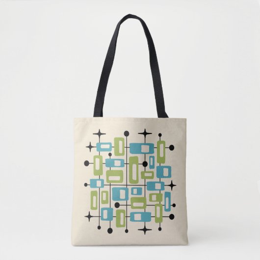 Farbenfroher Retro-Mittelmoderne-Atom-Abstrakt Tasche (Vorderseite)