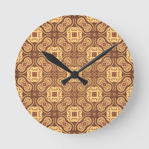 Farbenfroher Retro-Musterhintergrund Runde Wanduhr
