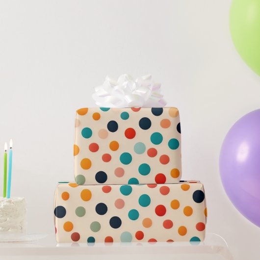 Farbenfroher Retro-Polka-Punkt Geschenkpapier (Partygeschenke)