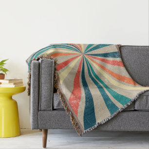 Farbenfroher Retro-Regenbogen-Sonnenstrahl Decke