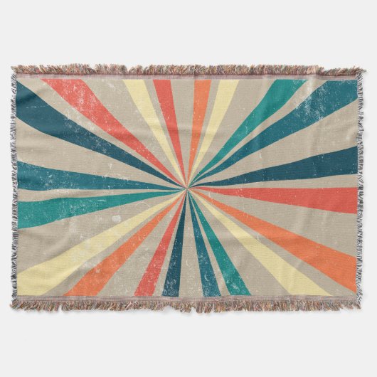 Farbenfroher Retro-Regenbogen-Sonnenstrahl Decke (Vorderseite)