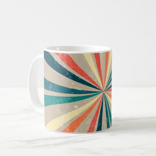 Farbenfroher Retro-Regenbogen-Sonnenstrahl Kaffeetasse (Vorderseite Links)