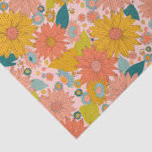 Farbenfroher Retro-Sonnenblumengarten Seidenpapier (Detail)