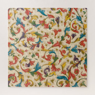 Farbenfroher Retro-Teppich mit floralem Ornament Puzzle