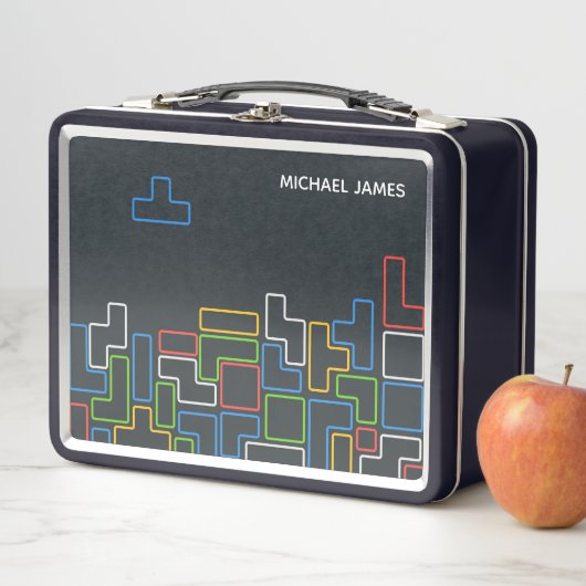 Farbenfroher Retro-Videospielame Personalisierter Metall Brotdose (Beispiel)