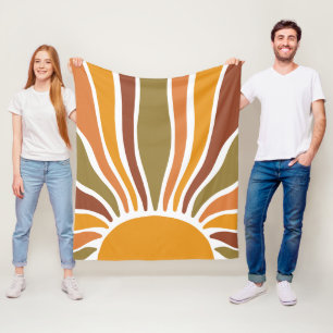 Farbenfroher Retro Vintage Sonnenaufgang Fleecedecke