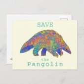 Farbenfroher Rett Pangolin gefährdeter Tieraktivis Postkarte (Vorne/Hinten)