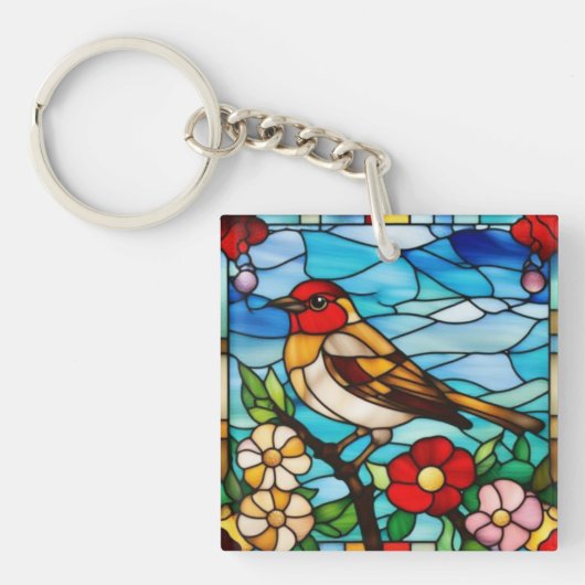 Farbenfroher Robin Schlüsselanhänger (Vorderseite)