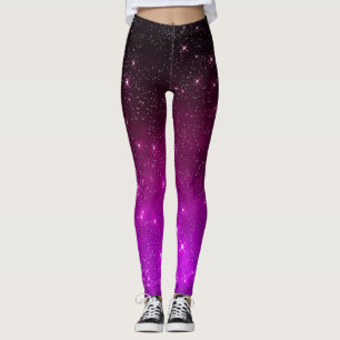 Farbenfroher rosa Sternenhimmel Leggings
