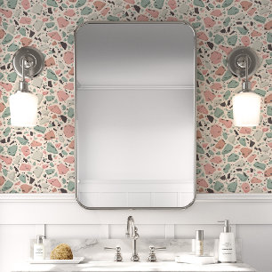 Farbenfroher Rosa und Türkiser Terrazzo Tapete