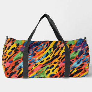 Farbenfroher Rosa Wildtierdruck Regenbogenbemalt Duffle Bag