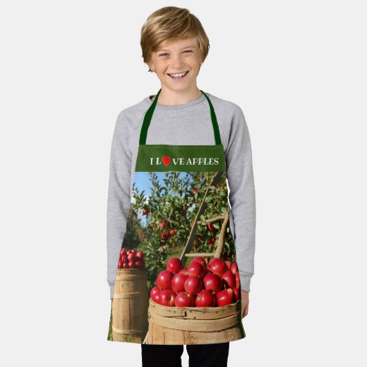 Farbenfroher Roter Apple Orchard Schürze (Getragen)