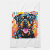 Farbenfroher Rottweiler Pop Art � Lebendiger Splas Geschirrtuch (Vertikal)
