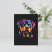 Farbenfroher Rottweiler Postkarte (Stehend Vorderseite)