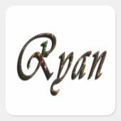 Farbenfroher Ryan Name, Quadratischer Aufkleber (Vorderseite)