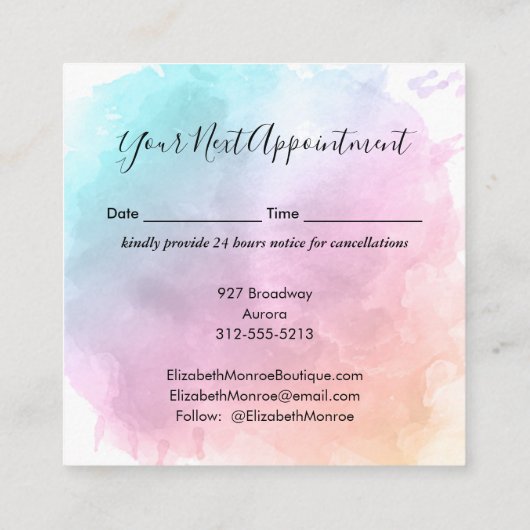 Farbenfroher Salon Terminkarte (Rückseite)