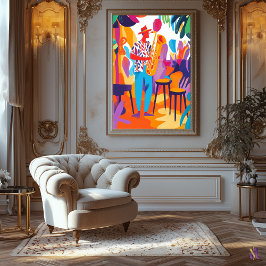 Farbenfroher Saxophone-Spieler im fauvistischen St Leinwanddruck