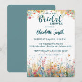 farbenfroher Schmetterling Aquarell Wildblumen Per Einladung (Vorne/Hinten)