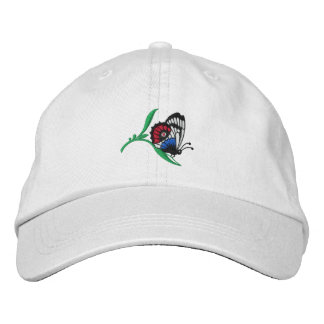 Farbenfroher Schmetterling auf Pflanze bestickte K Baseballkappe