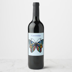 Farbenfroher Schmetterling Thunder_Cove Weinetikett