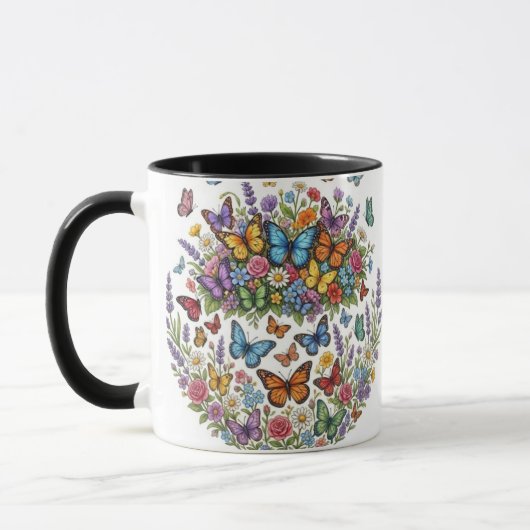 Farbenfroher Schmetterlingsgarten & Wildblumenstra Tasse (Links)