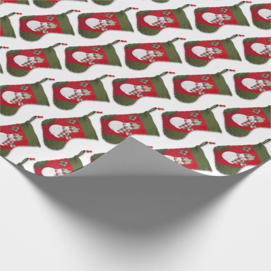 Farbenfroher Schneemann auf Weihnachten Strumpf Mu Geschenkpapier (Ecke)