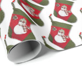 Farbenfroher Schneemann auf Weihnachten Strumpf Mu Geschenkpapier (Rolleneckpunkt)