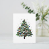 Farbenfroher Schneeweihnachtsbaum Postkarte (Stehend Vorderseite)