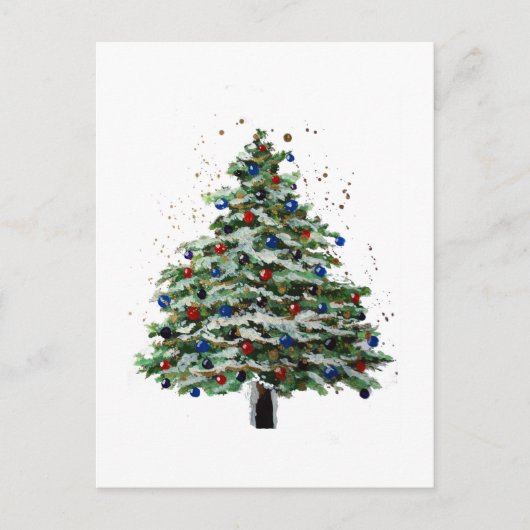 Farbenfroher Schneeweihnachtsbaum Postkarte (Vorderseite)