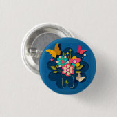 Farbenfroher schöner moderner Blumenstrauß auf Bla Button (Vorne & Hinten)