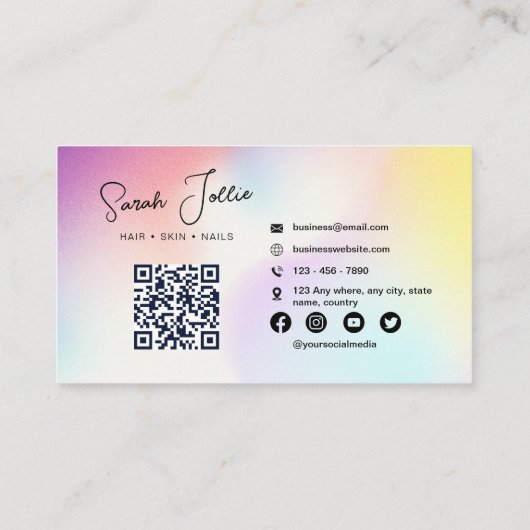 Farbenfroher Schönheitssalon Scannable QR Code Visitenkarte (Rückseite)
