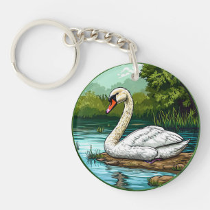 Farbenfroher Schwan Vogel Schlüsselanhänger
