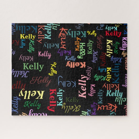 Farbenfroher Schwarzer Spaß - Mit Monogramm Heraus Puzzle (Horizontal)