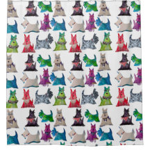 Farbenfroher Scotties Duschvorhang