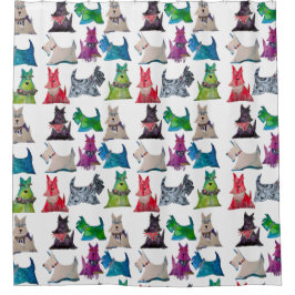 Farbenfroher Scotties Duschvorhang