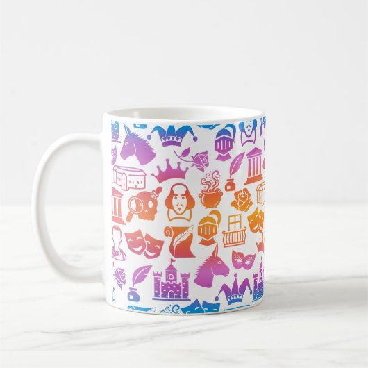Farbenfroher Shakespeare-Liebhaber-Becher Kaffeetasse (Links)
