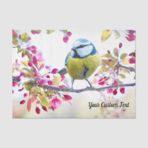 Farbenfroher Singvogel & Frühlingsblüten, Ihre Nac Seidenpapier