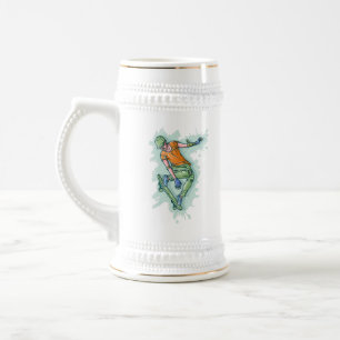 Farbenfroher Skater, lustige Illustration Bierglas