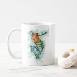 Farbenfroher Skater, lustige Illustration Kaffeetasse